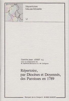 Répertoire par diocèses et doyennés des paroisses en 1789