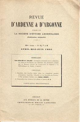 Revue d'Ardenne et d'Argonne 1903 N° 6 / 7 / 8