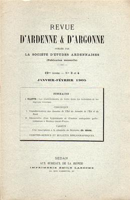 Revue d'Ardenne et d'Argonne 1905 N° 3 / 4