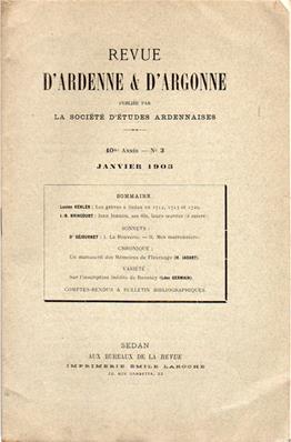 Revue d'Ardenne et d'Argonne 1903 N° 3