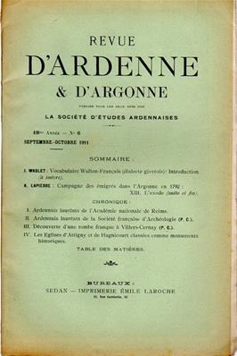 Revue d'Ardenne et d'Argonne 1911 N° 6
