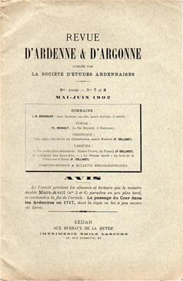 Revue d'Ardenne et d'Argonne 1902 N° 7 / 8