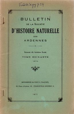 Bulletin de la Société d'Histoire Naturelle des Ardennes N° 60 