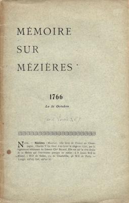 Mémoire sur Mézières , 1766 le 31 octobre