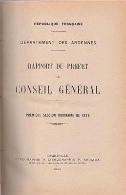 Rapport du Préfet au Conseil général des Ardennes 1929