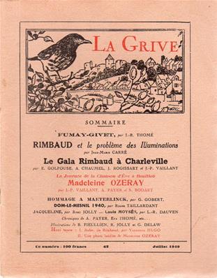 La Grive N° 62, juillet 1949