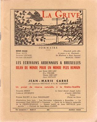 La Grive N° 99, juillet 1958