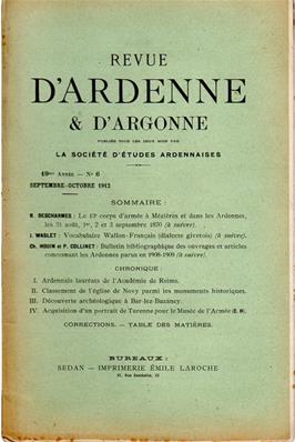 Revue d'Ardenne et d'Argonne 1912 N° 6