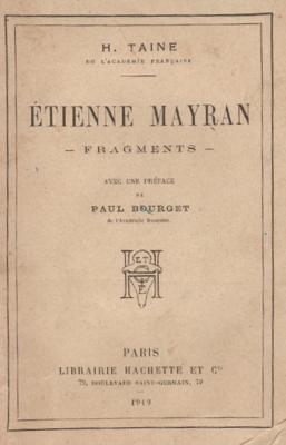 Etienne Mayran, H. Taine