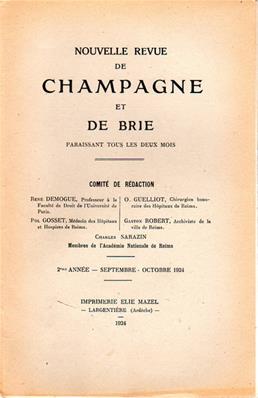 Nouvelle Revue de Champagne et de Brie septembre-octobre 1924