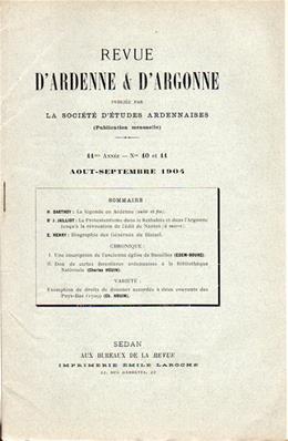 Revue d'Ardenne et d'Argonne 1904 N° 10 / 11