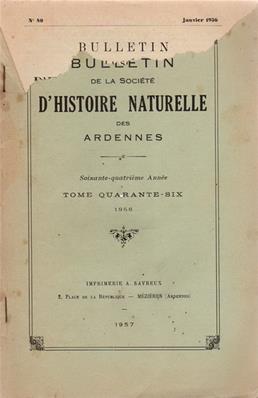 Bulletin de la Société d'Histoire Naturelle des Ardennes N° 46