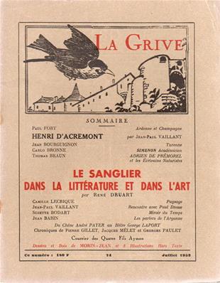 La Grive N° 74, juillet 1952