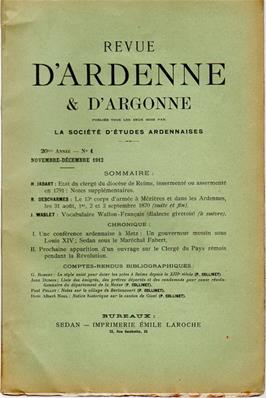 Revue d'Ardenne et d'Argonne 1912 N° 1