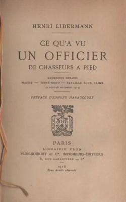 Ce qu'a vu un officier de chasseurs à pied, Henri Libermann