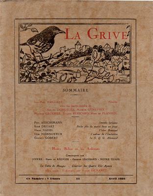 la Grive N° 11 avril 1931