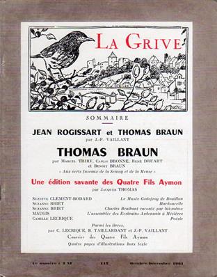 La Grive N° 112, octobre 1961