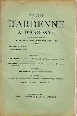 Revue d'Ardenne et d'Argonne 1907 N° 3 / 4