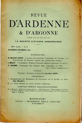 Revue d'Ardenne et d'Argonne 1911 N° 1