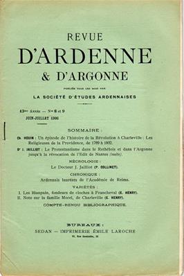 Revue d'Ardenne et d'Argonne 1906 N° 8 / 9