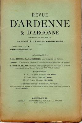Revue d'Ardenne et d'Argonne 1913 N° 1