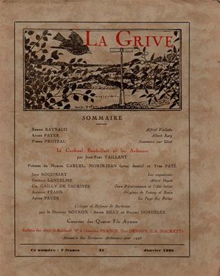 La Grive N° 31 janvier 1936