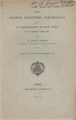 Les anciens registres paroissiaux dans les arrondissements de Reims et de Rethel