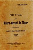 Notice sur Villers devant le Thour pendant la Guerre Allemande 1914.1918, Jean Prillieux