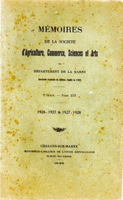 Mémoires de la Société d'Agriculture, Commerce, Sciences et Arts du Département de la Marne 1926 à 1928