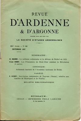Revue d'Ardenne et d'Argonne 1907 N° 11